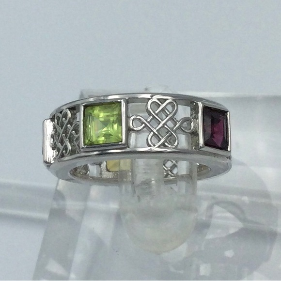Sz 5 Genuine Multi Gemstone Band Ring NWOT - Picture 2 of 4